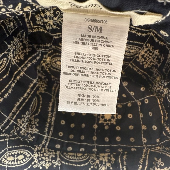 Madewell Reversible Quilted Bucket Hat In Twilight Cream Navy Paisley Size S/M - Picture 8 of 10